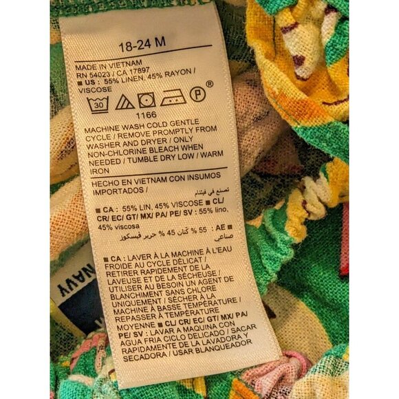 Old Navy Baby Girl 12-18M Banana Watermelon Linen Bubble Short Romper Ruffle - Picture 4 of 4